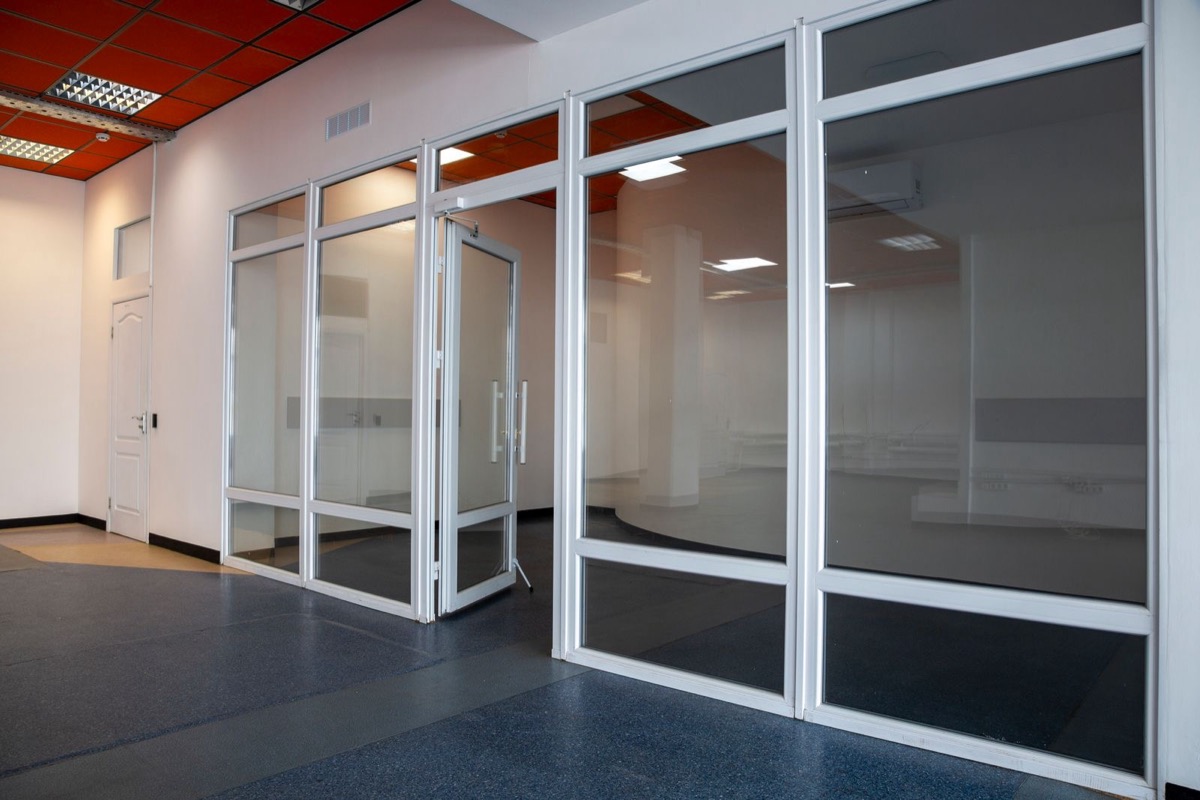 An office with glass walls