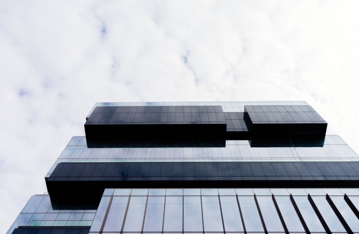 A contemporary building with a glass facade